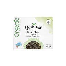 QuikTea 유기농 그린 롱 리프 티 싱글 박스 100g 3.52온스 아삼 코셔 정통 차의 천연 인증 장잎, QuikTea 유기농 그린 롱 리프 티 싱글 박스 10