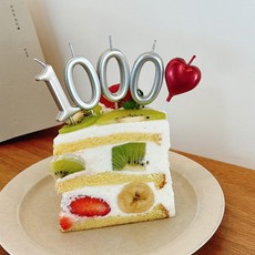 100일 1000일 숫자초 하트초 세트, 1개, 20g, 실버