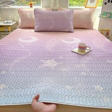 夏季兒童學生冰絲席乳膠涼蓆空調蓆 200x220cm, 凝膠注入記憶棉, 星月