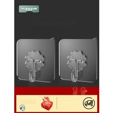 투명 무흔 접착식 후크 강력 고하중 벽 부착형 걸이, 강력 접착 투명 10개(업)