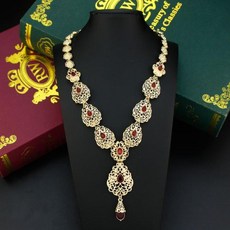 네오비슨 모로코 숙녀가 좋아하는 목걸이 골드 컬러 물방울 크리스탈 할로우 아라베스크 신부 웨딩 주얼리 액세서리