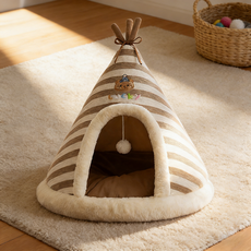고양이하우스 고양이집 몽골집 고양이숨숨집 고양이텐트 강아지집, 브라운, 1개
