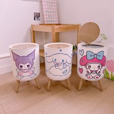 산리오 시나모롤 쓰레기통 아이방 인테리어 고급휴지통 쿠로미 마이멜로디 휴지통 책상, B. 멜로디 원형 대형