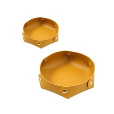 천스마켓 다용도 원형 가죽 인테리어 수납함 2종 1세트, 옐로우