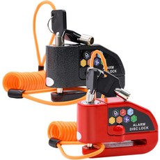 경보 디스크 잠금 브레이크 장치 세트 방지 장치 7MM 방수 5피트 2개의 110DB, 2pcs(Black+Red)