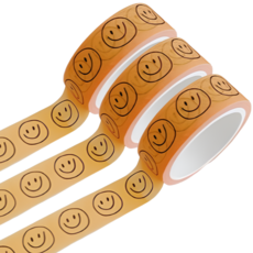 라온스티커 4종 스마일 마스킹 테이프 다꾸 5M 마테 메모 스티커, 오렌지(T-0682)