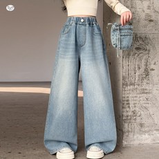 슈슈아리 웨이브 데님팬츠 2종세트 주니어 초등학생 봄 여름 청바지 포켓가방포함