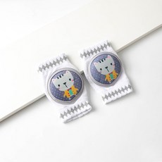 [플레이지디]유아 면 메쉬 소재 팔꿈치/무릎패드 보호대 PGC1006, 2세트, 01. 화이트 캣