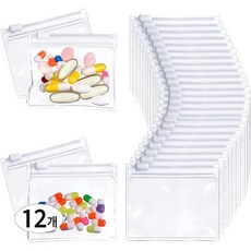 Skansol 주얼리 액세서리 다용도 초소형 미니 컬러 슬라이드 지퍼백, 12개, 투명