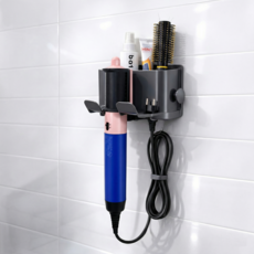 온리담 수납형 강력접착 무타공 드라이기 거치대, 그레이, 1개