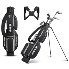연습 및 범위를 위한 골프 스탠드 백 스탠드가 있는 경량 골프 휴대용 가방 5개의 포켓이 있는 휴대용 골프 클럽 가방 이중 조절 가능한 어깨 스트랩 볼 및 티 홀더 6, 연습 및 범위를 위한 골프 스탠드 백, 스탠드가 있는, 블랙