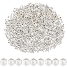 Beebeecraft 700피스 3mm 크림프 비즈 925 스털링 실버 도금 황동 금속 작은 원형 비즈 루즈 스토퍼 스페이서 파인딩 주얼리 제작용 DIY 공예 목걸이 팔찌 용, 2x2mm 1000pcs