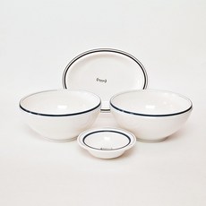 시라쿠스 메이플 2인 면기 세트 4p 코지라인컬러, 1세트, 면기세트, 라인블루