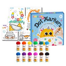 KIDS PARK兒童點點筆套裝/安全無毒可水洗/多款可選，激發孩子繪畫天賦與創造力, 12色套組(12筆+12紙), 1套