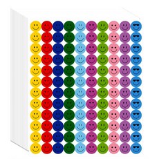 스마일 원형 칭찬 스티커 1cm, 1200개, 표정왕 칭찬스티커1세트
