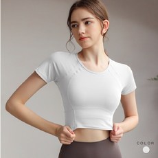 LUCISSI 短袖運動上衣 瑜珈健身服 舒適圓領 短版剪裁 親膚透氣