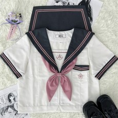 졸업사진 컨셉 옛날교복 벚꽃 교복 일본교복, D. 노스 사쿠라 그레이 싱글 반팔  금붕어 , E., 1개