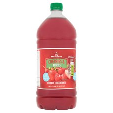 영국 모리슨 Morrisons Cherry & Berry Squash 노슈가 체리 & 베리 더블 농축 주스, 6개, 1.5L