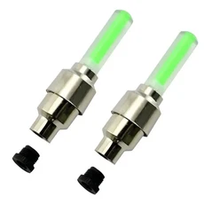 2개입 자동차 오토바이 자전거 타이어 밸브 캡 라이트 LED 범용 램프 네온 플래시 휠 방수 액세서리 N2S6, 01 CN, 04 Green