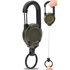 棲野Cheer 背包戰術U型易拉扣鑰匙扣可伸縮簡約黑色戶外便攜鋼絲四色彈簧扣, 1個, U型易拉扣軍綠