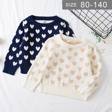 鹿拉拉 LU-LALA 韓版男女童愛心針織上衣 4Y/5Y 春秋中小童圓領長袖T恤