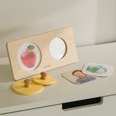 피카비 동그라미 꼭지퍼즐 몬테소리 원목 교구, 2피스, 1개