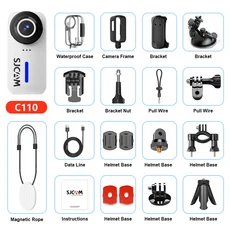 C110 HD 방수 30m 카메라 WiFi 전자 안정화 기능 탑재 135 ° 광각 2.5H 배터리, 04 C110 White Bundle B