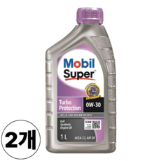 모빌 슈퍼 터보 프로텍션 0W30 1리터 100% 합성엔진오일, 2개, 1L, 0W-30