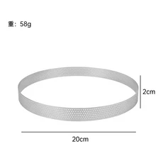스테인리스 스틸 주방 케이크 틀 내열성 구멍 뚫린 원형 타르트 링 쿠키 및 페이스트리 원형 커팅 틀 베이킹 도구, 2)20cm