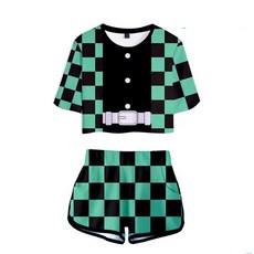 귀멸의칼날 젠이츠 코스프레 여름 반바지 반팔 잠옷 세트