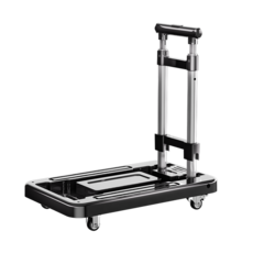 접이식 4륜 핸드카트 가정용 택배 운반 카트 경량 캠핑 카트, 블랙, 1개