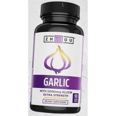 저우 뉴트리션 마늘 알라이신 함유 당 5000mcg 면역 시스템 건강 지원 90회 제공량 ZHOU