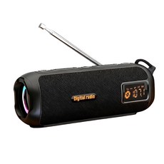 P12A藍牙音箱 收音機 FM AM 便攜式戶外插卡音響旋鈕 調頻 調幅 低音炮, 黑色, P12A