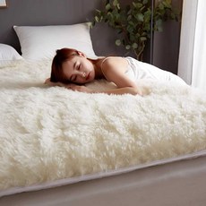 두리 양털패드 침대 양모 양털침대패드 침대패드, 카멜색 180x200