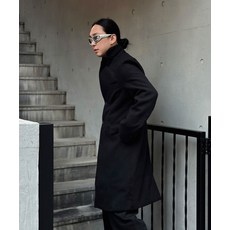 CLACO 싱글 울 혼방 코트 블랙