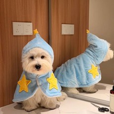 新款披風貓咪狗狗寵物衣服，秋冬保暖加厚服飾, 天藍色【法蘭絨】,M 【6-12斤】, 1個