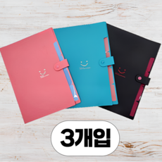 희희상점 5칸의 수납공간 아코디언 파일 도큐먼트 파일 3개입, 1세트, 팝컬러