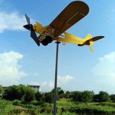 비행기모양 바람개비 야외 표시기 전원주택 인테리어 마당, 중공 옐로우 (30x32cm)