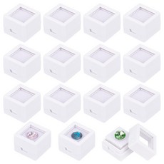 36개 하얀색 투명 플라스틱 원석보관함 진열 수납 보석함 반지함 2x2x1.6cm