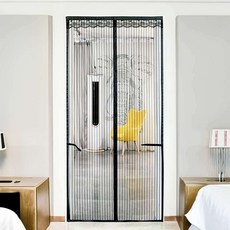 모기장 100x200cm 블랙 입구 분리형 접착 차단 베란다 문틀