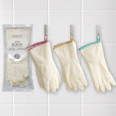 담담라이프 걸이형 튼튼한 니트릴 고무장갑 (32cm), 핑크/그린/노랑, S, 3개