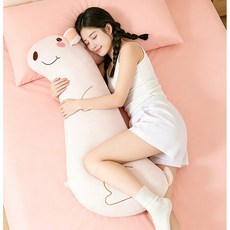 인체공학적 롱베개 여성용 경추지지 침대쿠션 측면수면 보조 숙면 쿠션, 분홍색