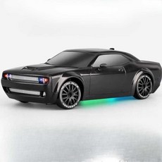 RC카 드리프트 4WD 무선조정 LED 무드 라이트 차량 머슬카, 1개, 무사 검정색-단일 배터리(약 20분 주행)