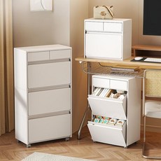 심플 무지 수납장 거실 침실 어린이 책 정리 장난감 보관 2단-이중 작은 서랍 사진과 동일, 책상위 화이트 1단