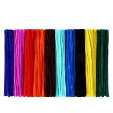 예술 및 공예 프로젝트를 위한 다양한 색상의 샤닐 스템 100개의 두꺼운 파이프 공예 용품(12인치 x 6mm)