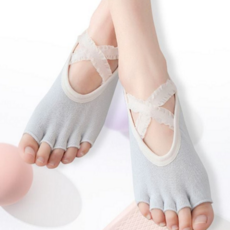 필라테스 양말 논슬립 오픈 토삭스 요가 양말 여성 피트니스 운동용 스포츠 활동성 발가락 오픈토 혼방, 그레이