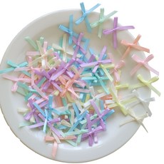 고급 미니 완성 리본 선물 포장 완제품 장식 3cm, 100개, 파스텔 8종
