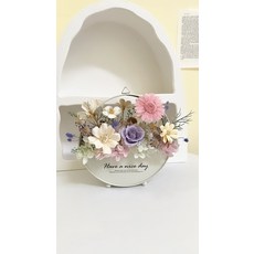 精緻乾燥花圈擺件，居家裝飾桌面擺設，溫馨祝福提升空間美感, 白色