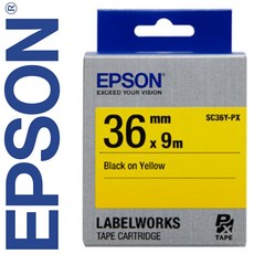 *정품* [ EPSON ] 라벨테이프, SC36Y [36mm 노랑/검정글씨], 1개