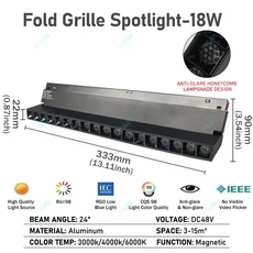 레일조명등 간접조명 전기업체 LED 접이식 마그네틱 트랙 조명 매립형 그릴 램프 선형 스포트라이트 레일 천장 거실 메인 없음 디자인, 18W Fold GrilleLight, Natural Light(4000K), 1개, 16. 18W Fold GrilleLight